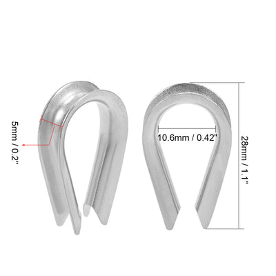 Harfington 25 Pcs M4 Stainless Steel 1/8"-5/32" Wire Rope Cable Thimbles Rigging