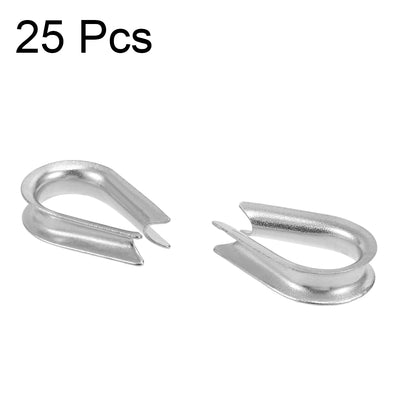 Harfington 25 Pcs M4 Stainless Steel 1/8"-5/32" Wire Rope Cable Thimbles Rigging