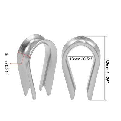 Harfington 20 Pcs M5 Stainless Steel 5/32"-3/16" Wire Rope Cable Thimbles Rigging