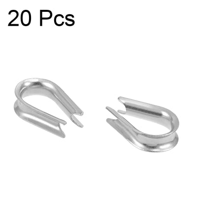 Harfington 20 Pcs M5 Stainless Steel 5/32"-3/16" Wire Rope Cable Thimbles Rigging