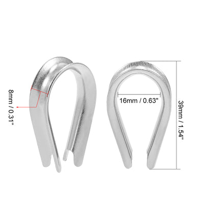 Harfington 10 Pcs M6 Stainless Steel 11/64"-7/32" Wire Rope Cable Thimbles Rigging
