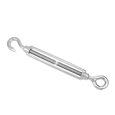 Harfington M10 Stainless Steel 304 Hook & Eye Turnbuckle Wire Rope Tension Silver Tone 2pcs