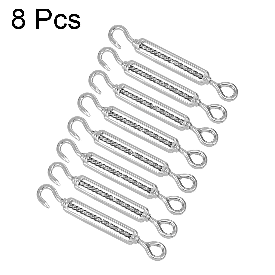 Harfington M5 Stainless Steel 304 Hook & Eye Turnbuckle Wire Rope Tension 8pcs
