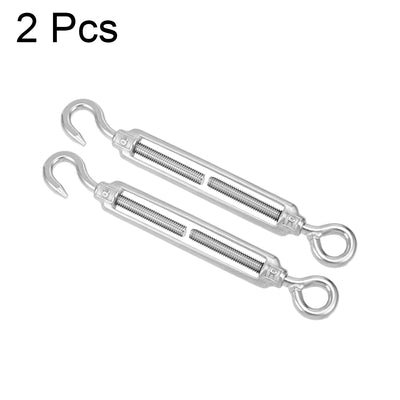 Harfington M8 Stainless Steel 304 Hook & Eye Turnbuckle Wire Rope Tension 2pcs