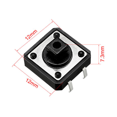 Harfington 12x12x7.3mm Panel Momentary 4-Pin PCB DIP Tactile Tact Push Button Switch 50PCS