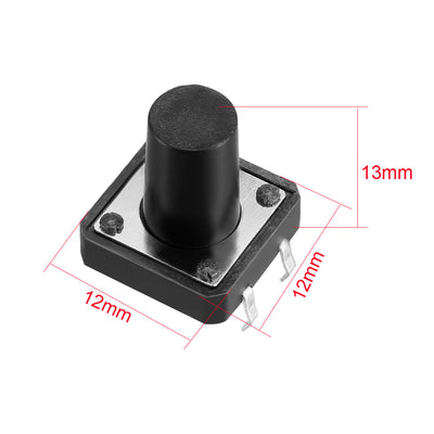 Harfington 12x12x13mm Panel Momentary 4-Pin PCB DIP Tactile Tact Push Button Switch 13PCS