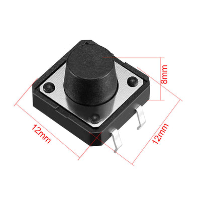 Harfington 12x12x8mm Panel Momentary 4-Pin PCB DIP Tactile Tact Push Button Switch 60PCS
