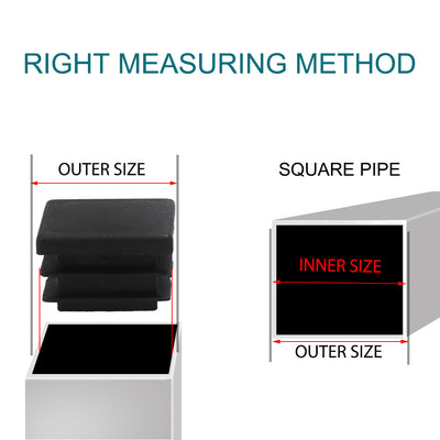 Harfington 12pcs Plastic Square Ribbed Tube Inserts Pipe Tubing End Cover Caps Furniture Glide Chair Table Feet Floor Protector Black