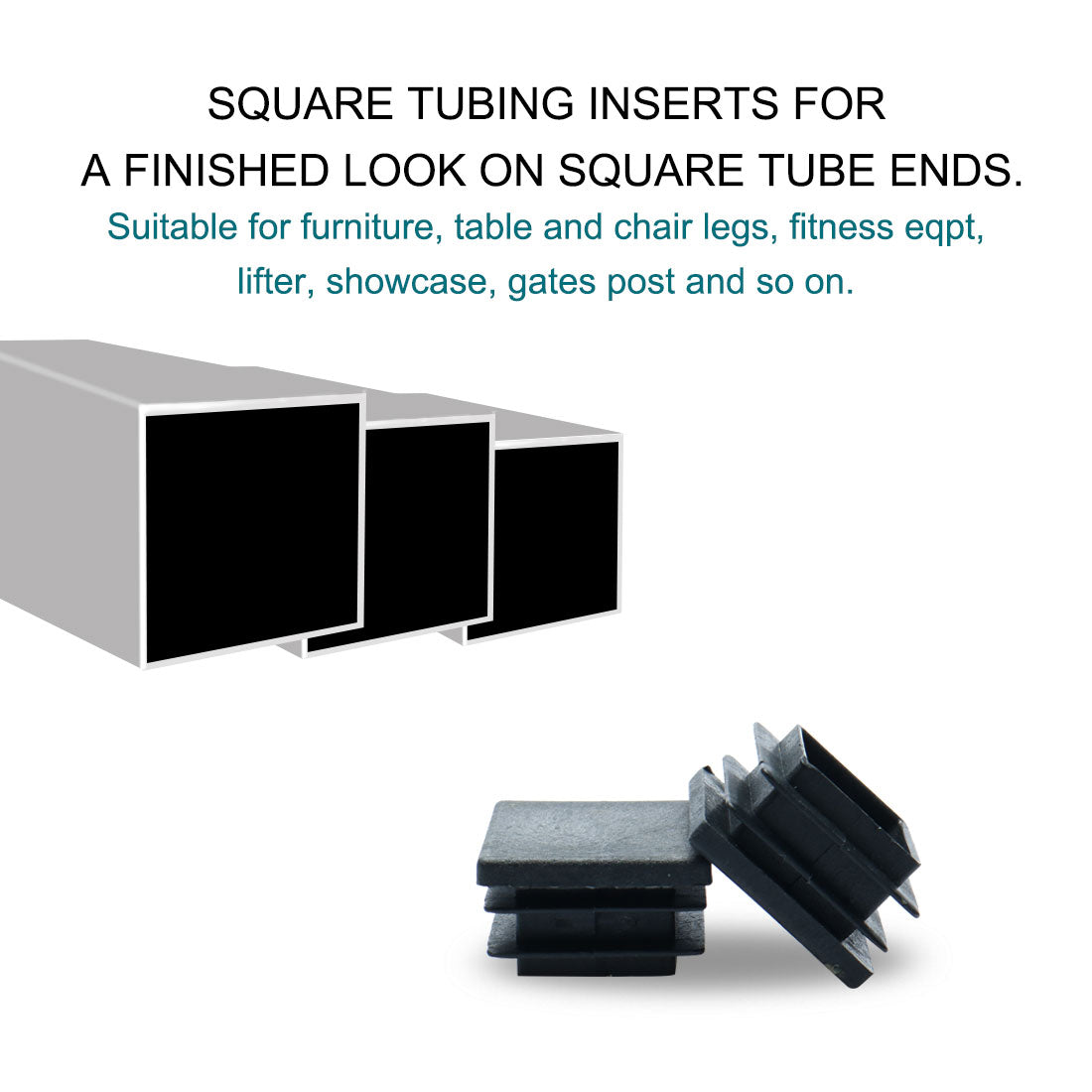 Harfington 16pcs Plastic Square 30 x 30mm Ribbed Tube Inserts Pipe Tubing End Covers Cap Furniture Glide Desk Table Feet Floor Protector