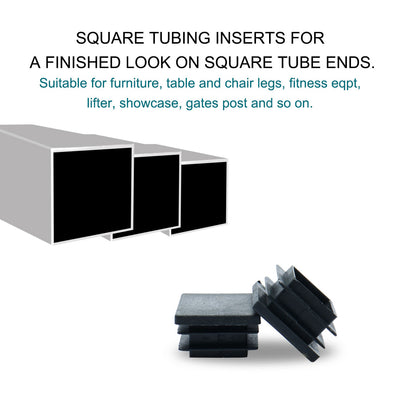 Harfington 16pcs Plastic Square 30 x 30mm Ribbed Tube Inserts Pipe Tubing End Covers Cap Furniture Glide Desk Table Feet Floor Protector