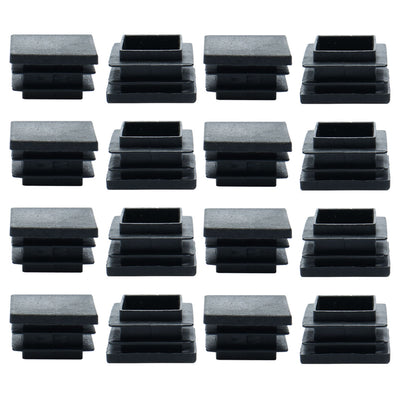 Harfington 16pcs Plastic Square 30 x 30mm Ribbed Tube Inserts Pipe Tubing End Covers Cap Furniture Glide Desk Table Feet Floor Protector
