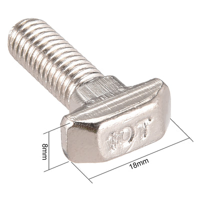 Harfington M8x25mm T-Slot Drop-In Stud Sliding Screw Bolt Carbon Steel European Standard 45 Series 20pcs