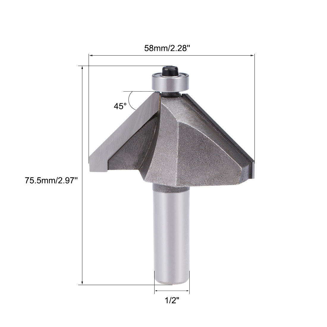 Harfington Chamfer Router Bit Round Shank Carbon Steel Bearing