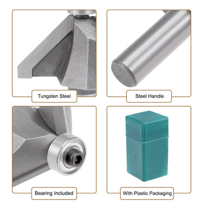 Harfington Chamfer Router Bit Round Shank Carbon Steel Bearing