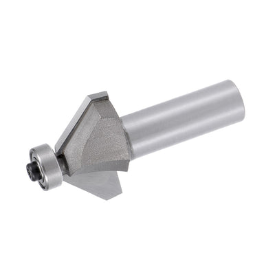 Harfington Chamfer Router Bit 1/2 Shank Dia 45 Degree Carbon Steel Bearing for Woodworking