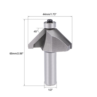 Harfington Chamfer Router Bit Round Shank Carbon Steel Bearing