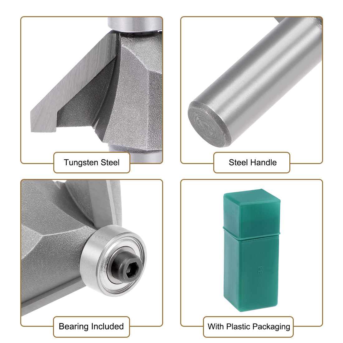 Harfington Chamfer Router Bit Round Shank Carbon Steel Bearing