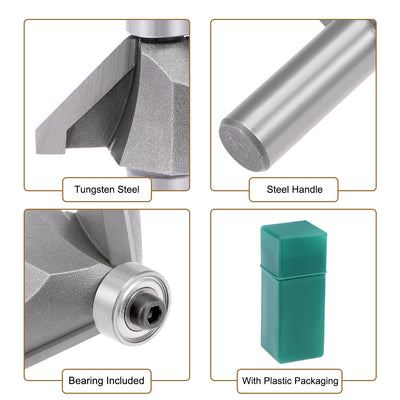 Harfington Chamfer Router Bit Round Shank Carbon Steel Bearing