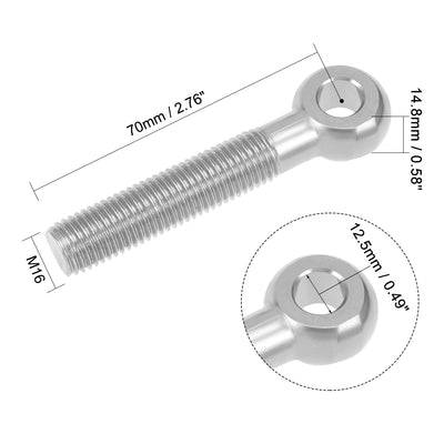 Harfington M16 x 90mm Machinery Shoulder Swing Lifting Eye Bolt 304 Stainless Steel Metric Thread