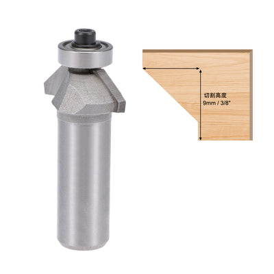 Harfington Chamfer Router Bit 1/2 Shank Dia 45 Degree Carbon Steel Bearing for Woodworking