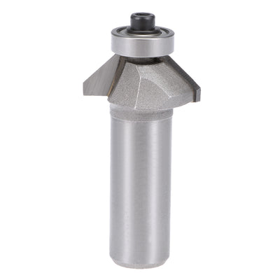 Harfington Chamfer Router Bit 1/2 Shank Dia 45 Degree Carbon Steel Bearing for Woodworking