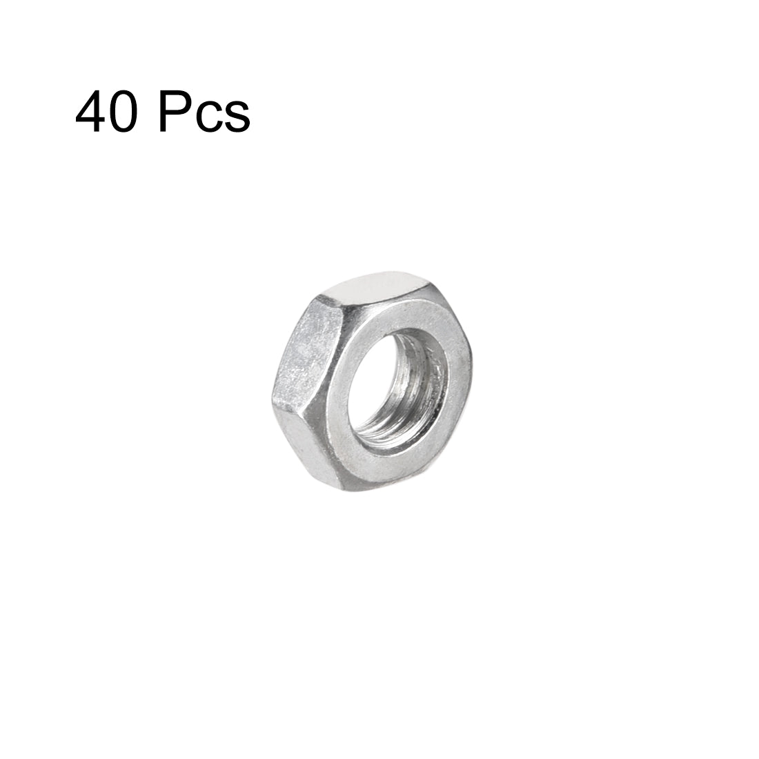 Harfington Metric Carbon Steel Hexagon Hex Nut Silver Tone 40pcs