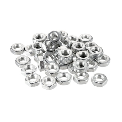 Harfington Metric Carbon Steel Hexagon Hex Nut Silver Tone 40pcs