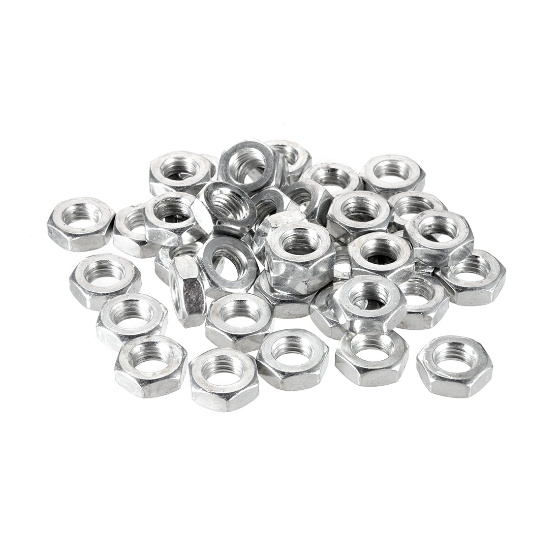 Harfington Metric Carbon Steel Hexagon Hex Nut Silver Tone 40pcs