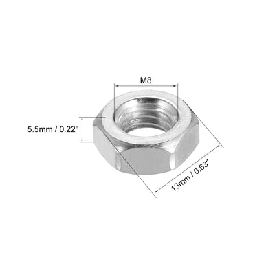 Harfington Metric Carbon Steel Hexagon Hex Nut Silver Tone 40pcs