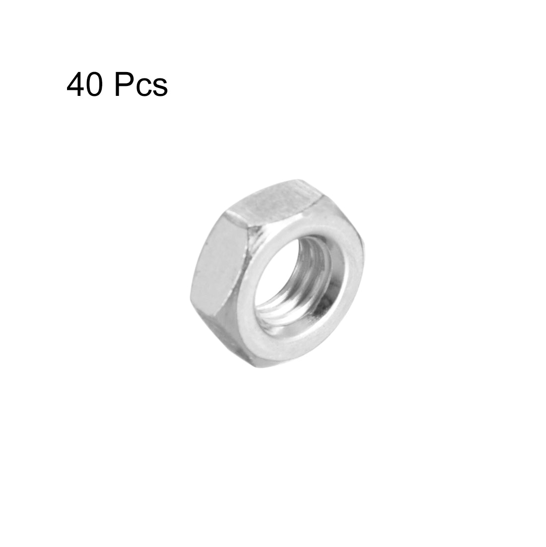 Harfington Metric Carbon Steel Hexagon Hex Nut Silver Tone 40pcs