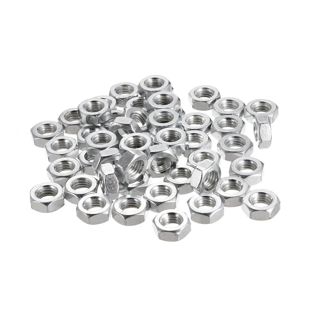 Harfington Metric Carbon Steel Hexagon Hex Nut Silver Tone 40pcs