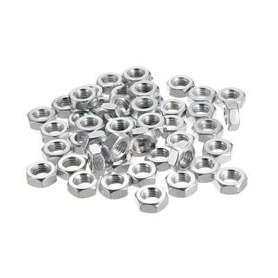 Harfington Metric Carbon Steel Hexagon Hex Nut Silver Tone 40pcs