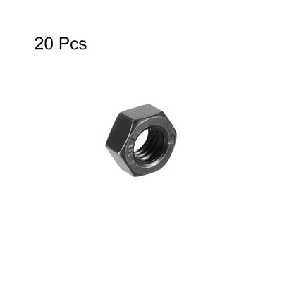 Harfington M8 Metric Carbon Steel Grade 8.8 Hexagon Hex Nut Black 20pcs