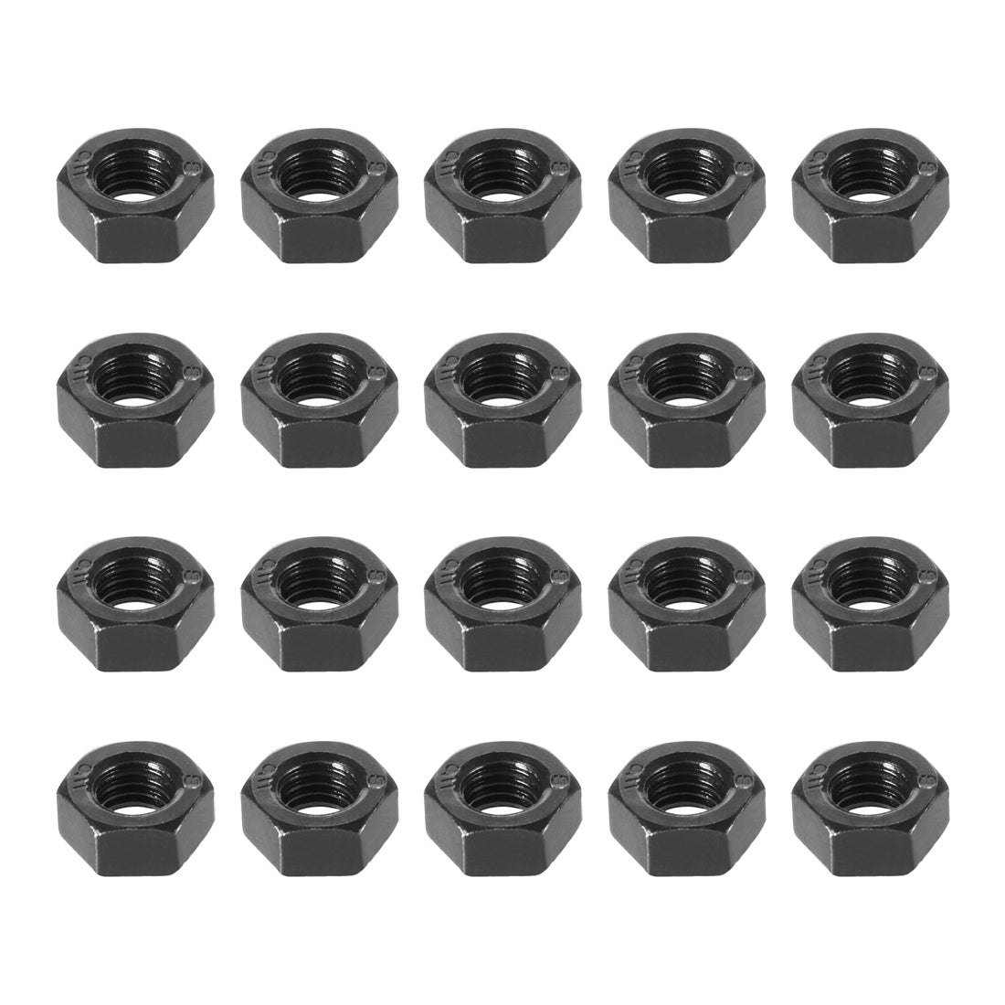 Harfington M8 Metric Carbon Steel Grade 8.8 Hexagon Hex Nut Black 20pcs