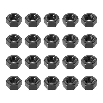 Harfington M8 Metric Carbon Steel Grade 8.8 Hexagon Hex Nut Black 20pcs