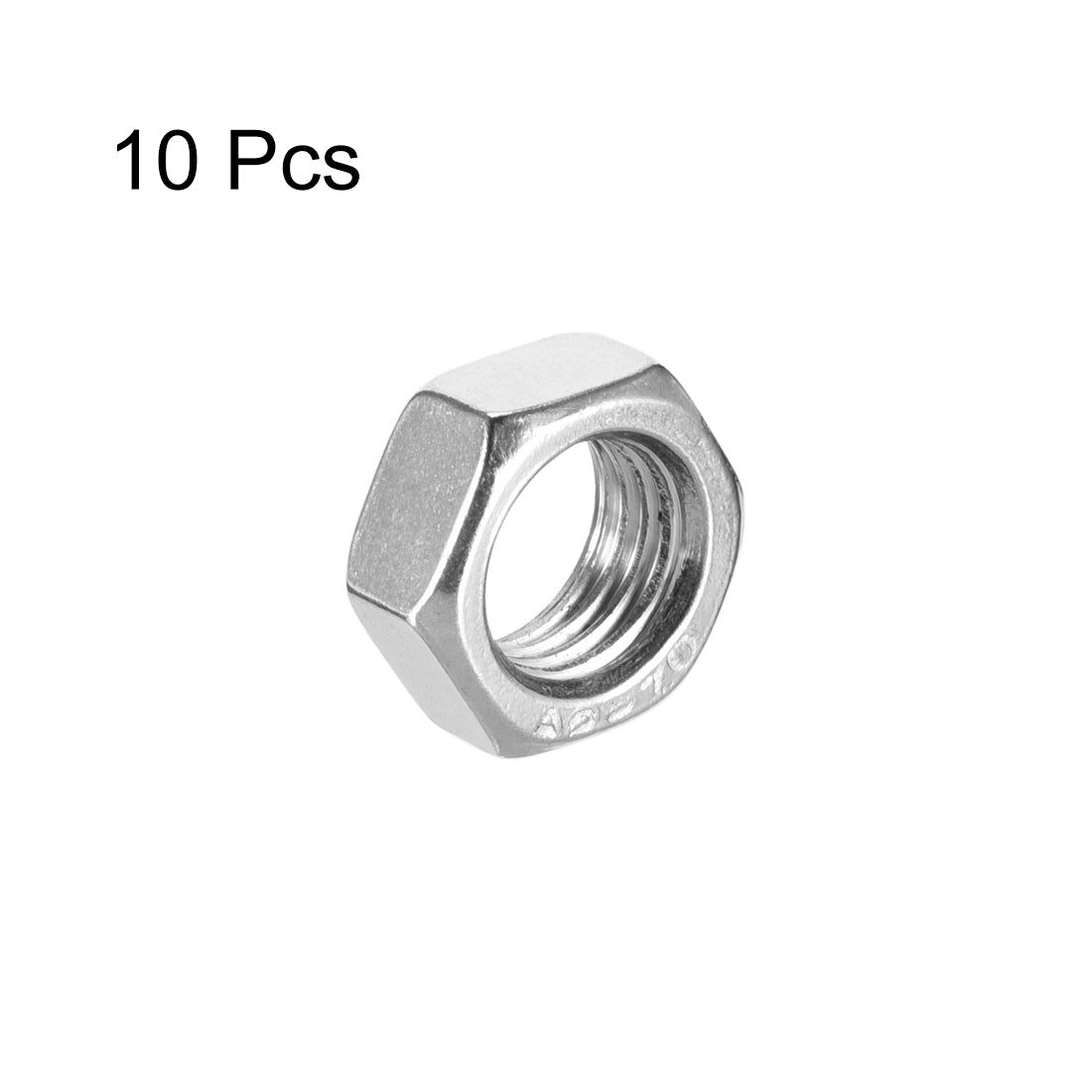 Harfington M16  Metric 201 Stainless Steel Hexagon Hex Nut Silver Tone 10pcs