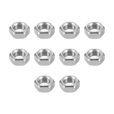 Harfington M16  Metric 201 Stainless Steel Hexagon Hex Nut Silver Tone 10pcs