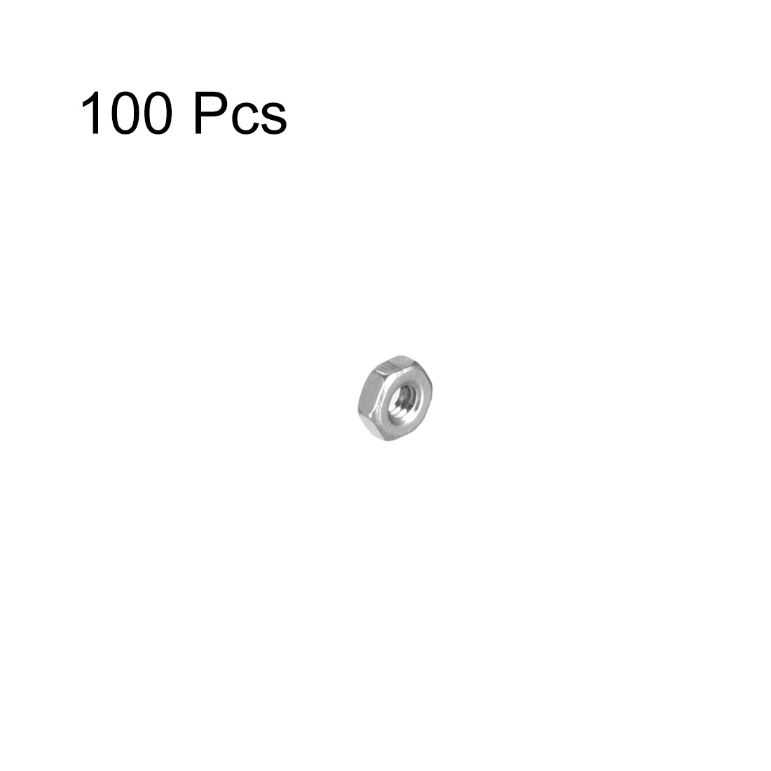 Harfington M2  Metric 304 Stainless Steel Hexagon Hex Nut Silver Tone 100pcs