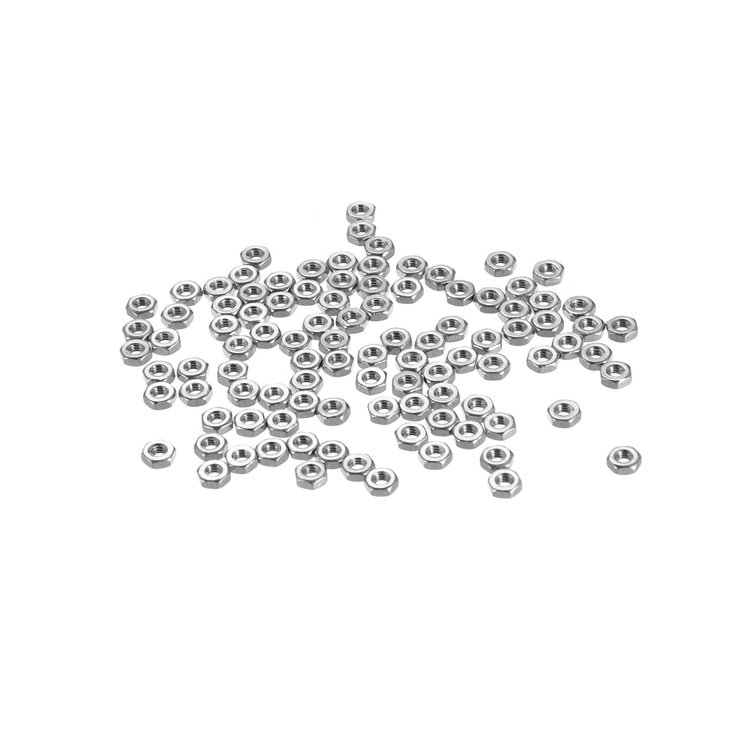 Harfington M2  Metric 304 Stainless Steel Hexagon Hex Nut Silver Tone 100pcs