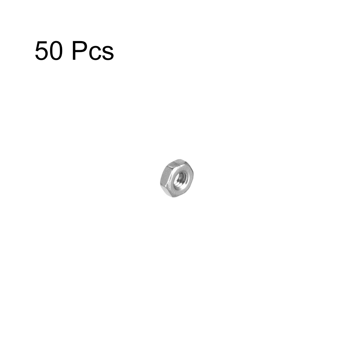 Harfington M3  Metric 304 Stainless Steel Hexagon Hex Nut Silver Tone 50pcs