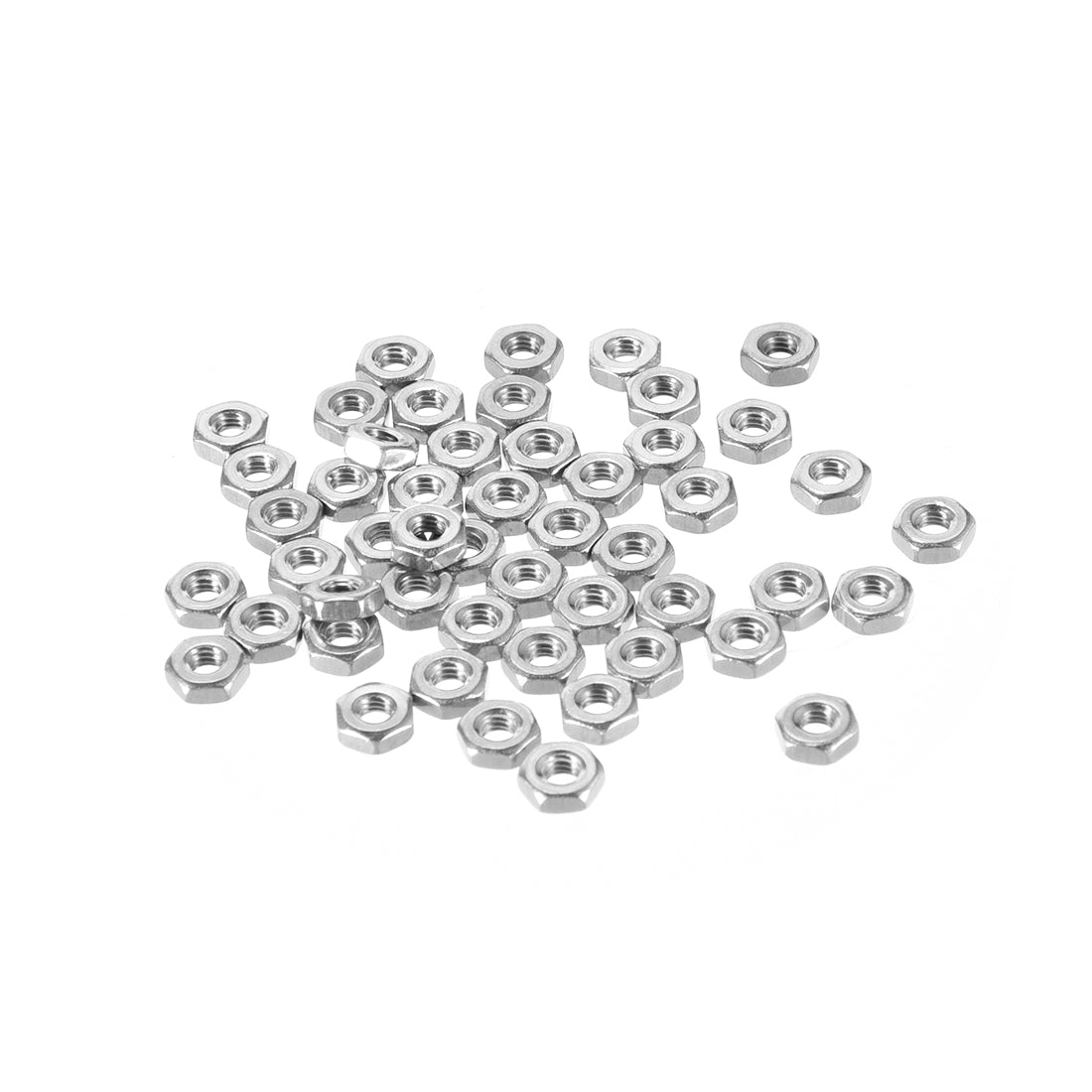 Harfington M3  Metric 304 Stainless Steel Hexagon Hex Nut Silver Tone 50pcs