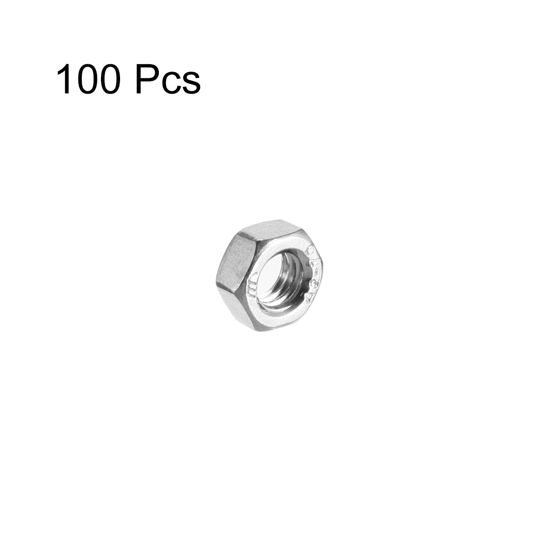 Harfington M5  Metric 304 Stainless Steel Hexagon Hex Nut Silver Tone 100pcs