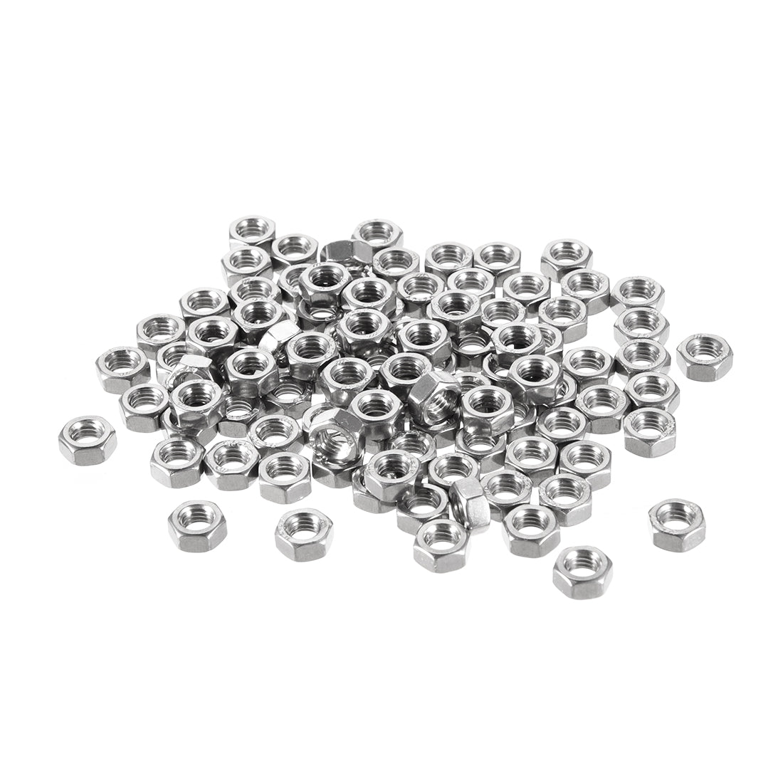 Harfington M5  Metric 304 Stainless Steel Hexagon Hex Nut Silver Tone 100pcs