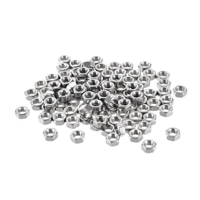 Harfington M5  Metric 304 Stainless Steel Hexagon Hex Nut Silver Tone 100pcs