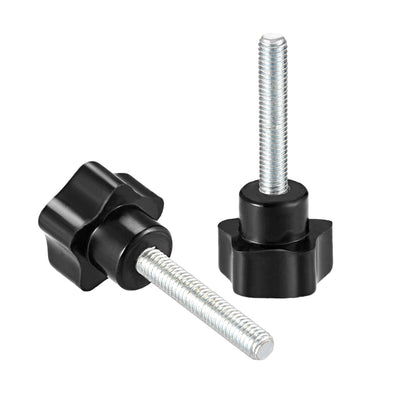 Harfington 20Pcs Star Knobs Grips Male Thread  Steel Zinc Stud Black PP