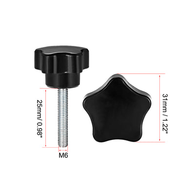 Harfington 6 Pcs Star Knob Grips Male Thread  Steel Zinc Stud Replacement PP
