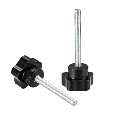 Harfington 10 Pcs Star Knobs Grips Male Thread Steel Zinc Stud Black PP