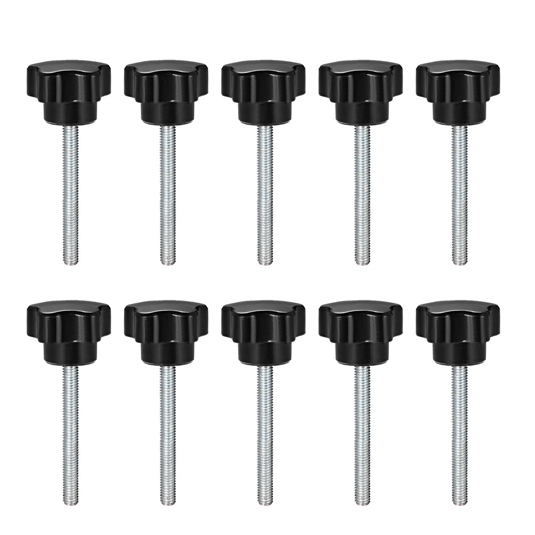 Harfington 10 Pcs Star Knobs Grips Male Thread Steel Zinc Stud Black PP