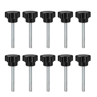 Harfington 10 Pcs Star Knobs Grips Male Thread Steel Zinc Stud Black PP