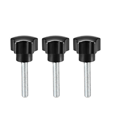 Harfington 3 Pcs Star Knob Grip Male Thread  Steel Zinc Stud Black PP
